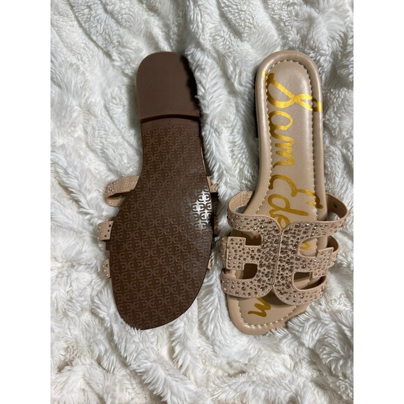 Sam Edelman Beige Embellished Slide Sandals - Picture 4 of 6